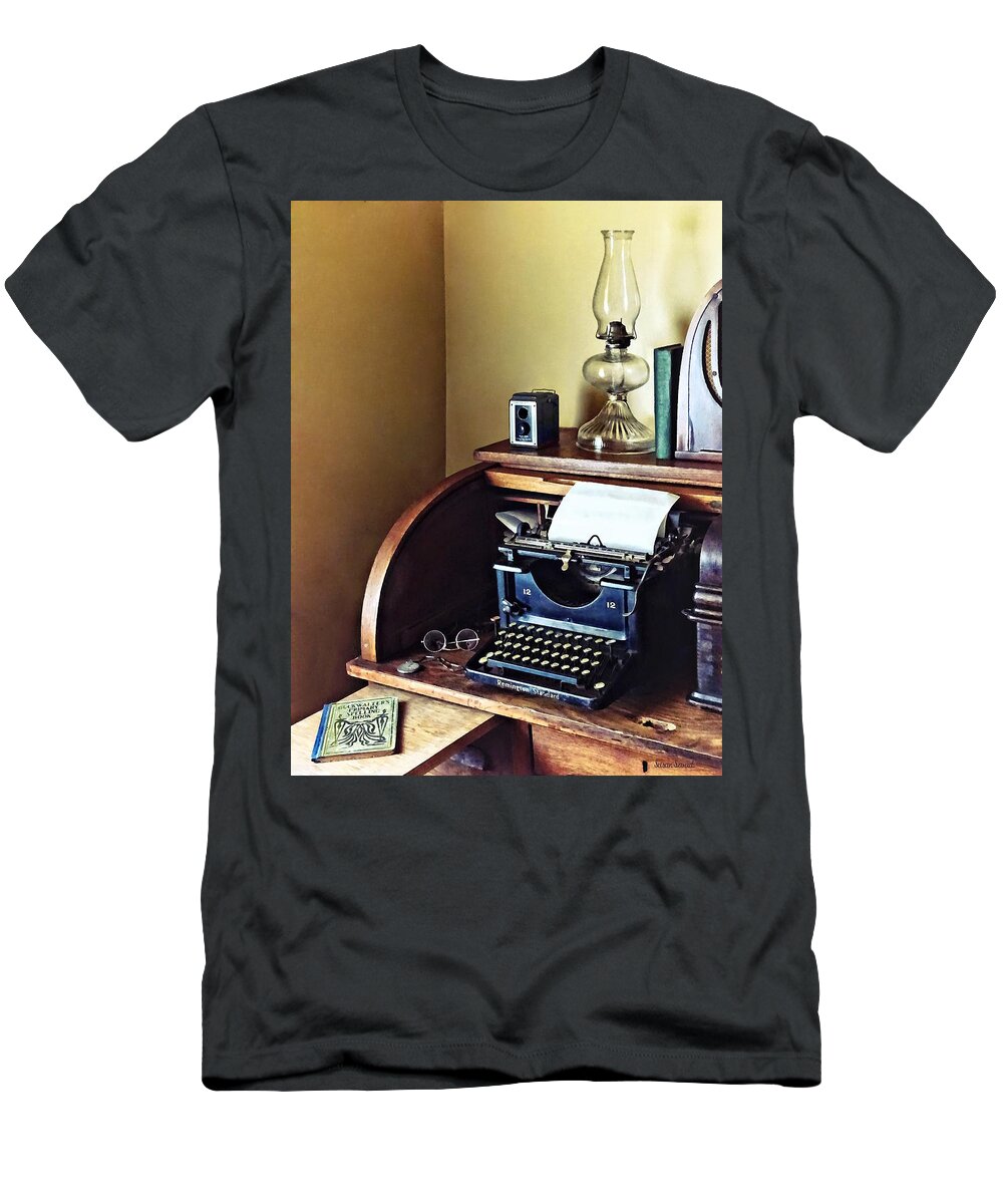 Typewriter T-Shirt featuring the photograph Vintage 1920s Typewriter in Home Office by Susan Savad