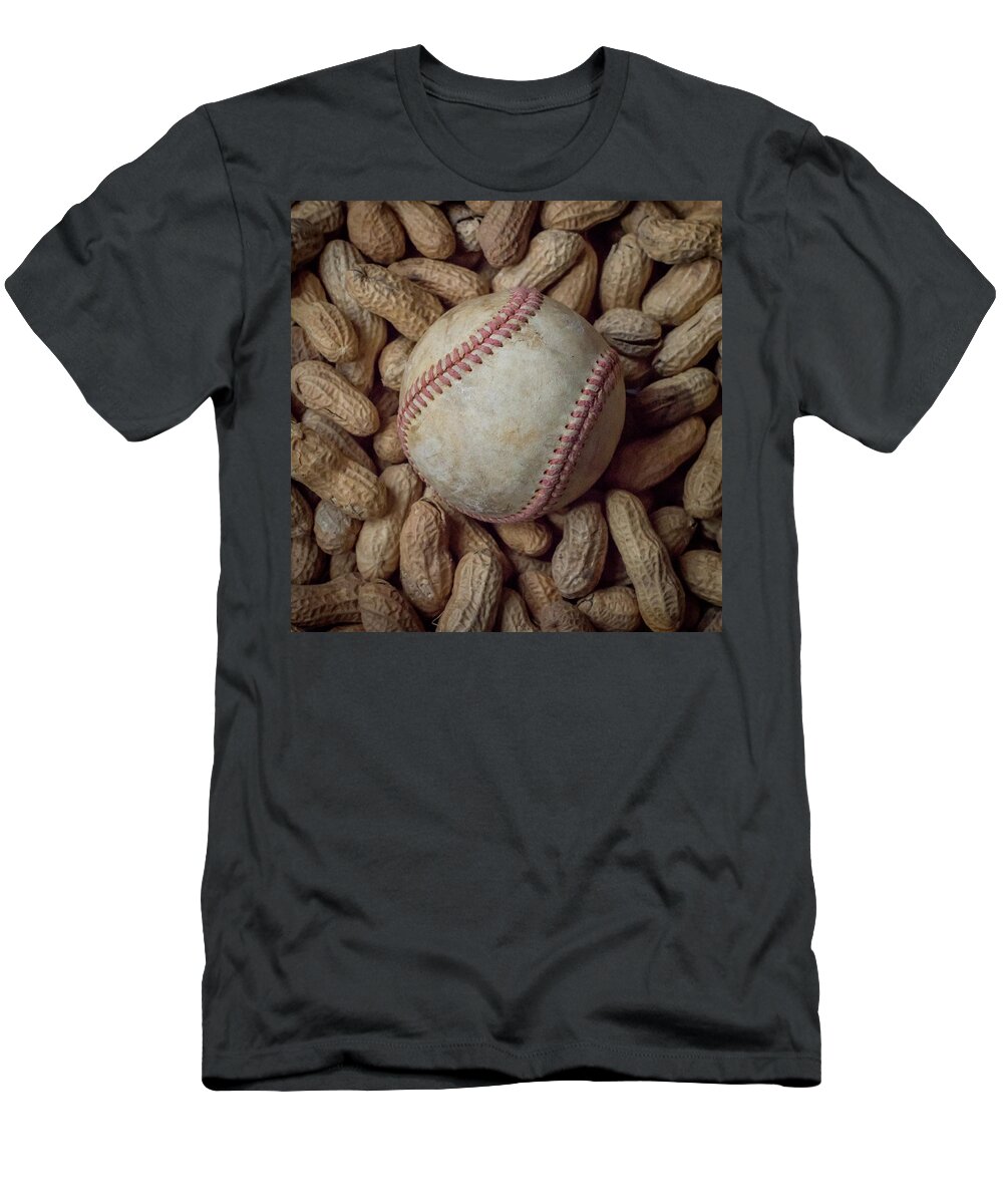 Terry D Photography T-Shirt featuring the photograph Vintage Baseball and Peanuts Square by Terry DeLuco