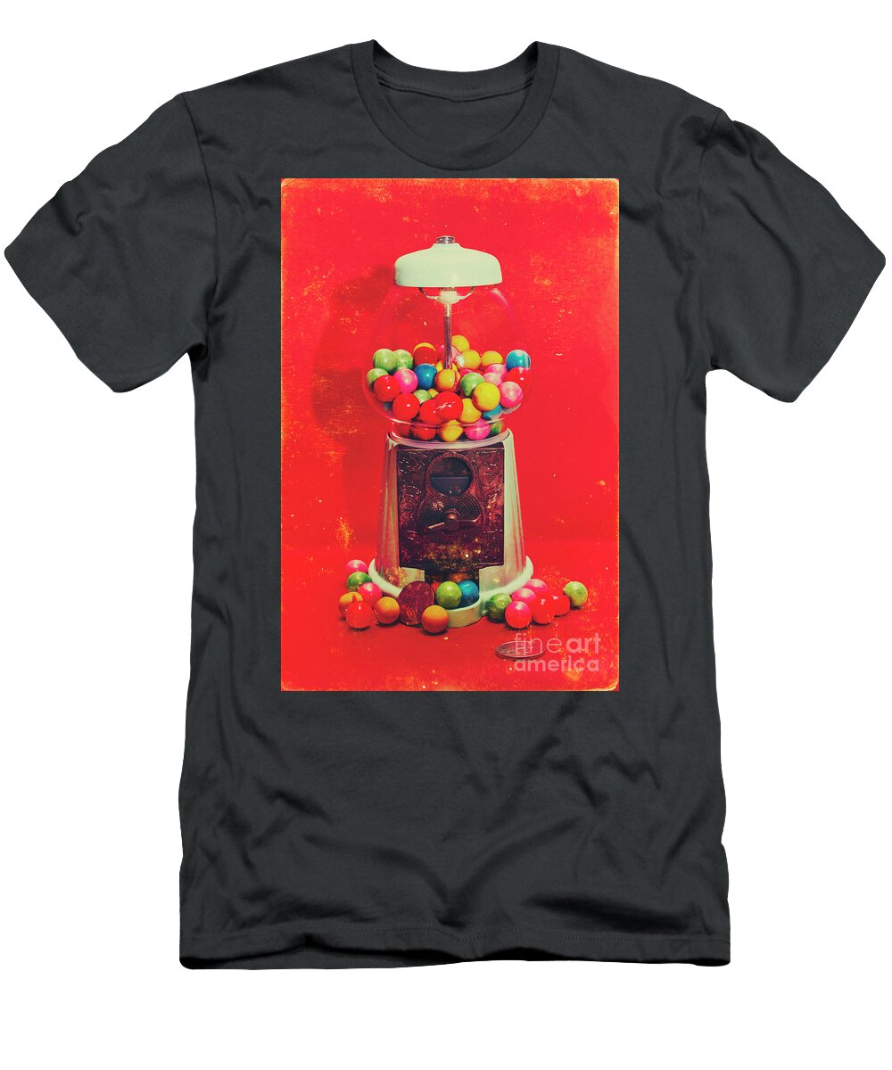 Retro T-Shirt featuring the photograph Vintage candy store gum ball machine by Jorgo Photography