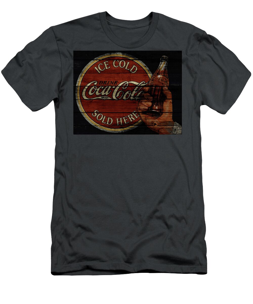 Coca Cola T-Shirt featuring the mixed media Vintage Coca Cola Sign 1a by Brian Reaves