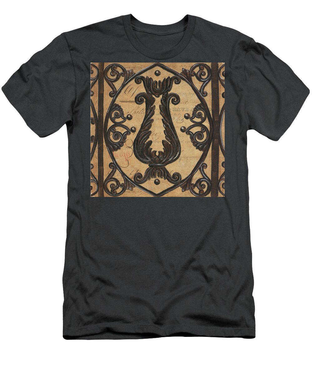 Iron T-Shirt featuring the painting Vintage Iron Scroll Gate 2 by Debbie DeWitt