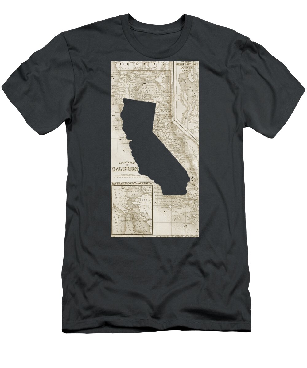 Map T-Shirt featuring the digital art Vintage Map of California Phone Case by Edward Fielding