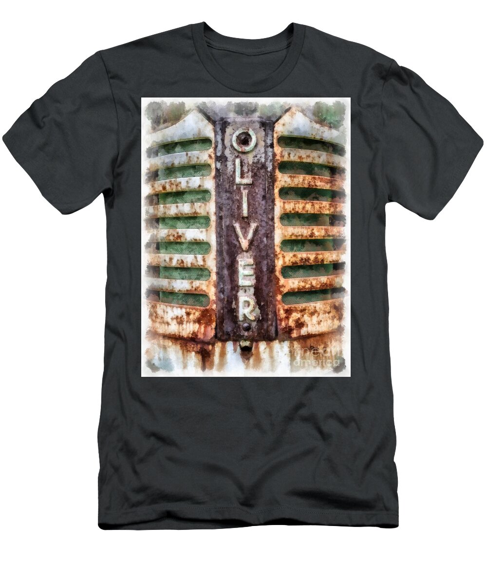 Etna T-Shirt featuring the photograph Vintage Oliver Tractor Grill by Edward Fielding