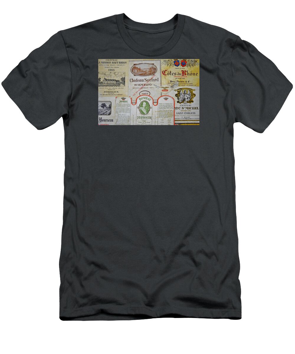 Linda Brody T-Shirt featuring the photograph Vintage Wine Labels 5 by Linda Brody
