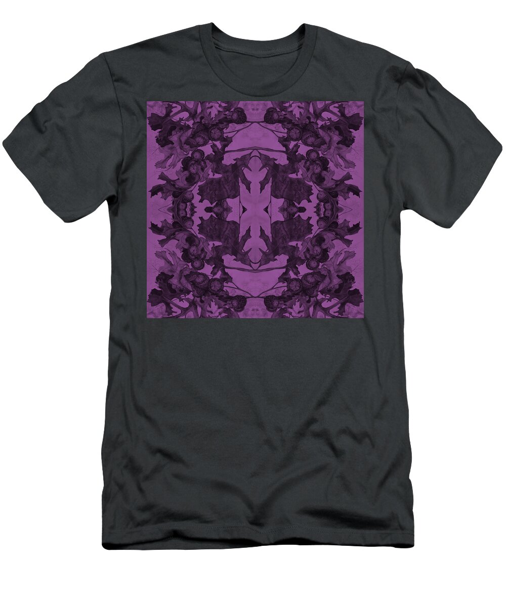 Beautiful T-Shirt featuring the painting Violet Oak Tree Pattern by Mastiff Studios