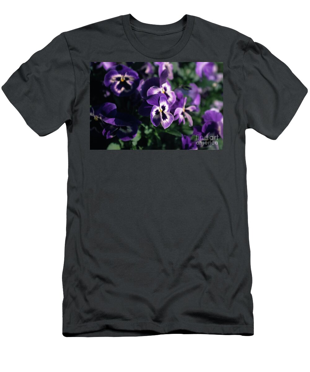 Violet T-Shirt featuring the photograph Violet Pansies by Riccardo Mottola