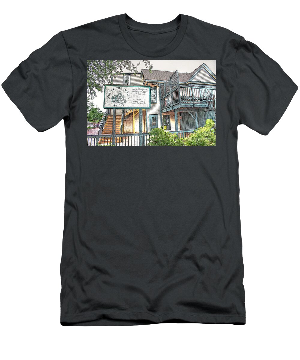 Blacksburg Virginia T-Shirt featuring the photograph Virginia Art,Blacksburg VA,Blacksburg Virginia,Top Of The Stairs,TOTS by Dave Lynch