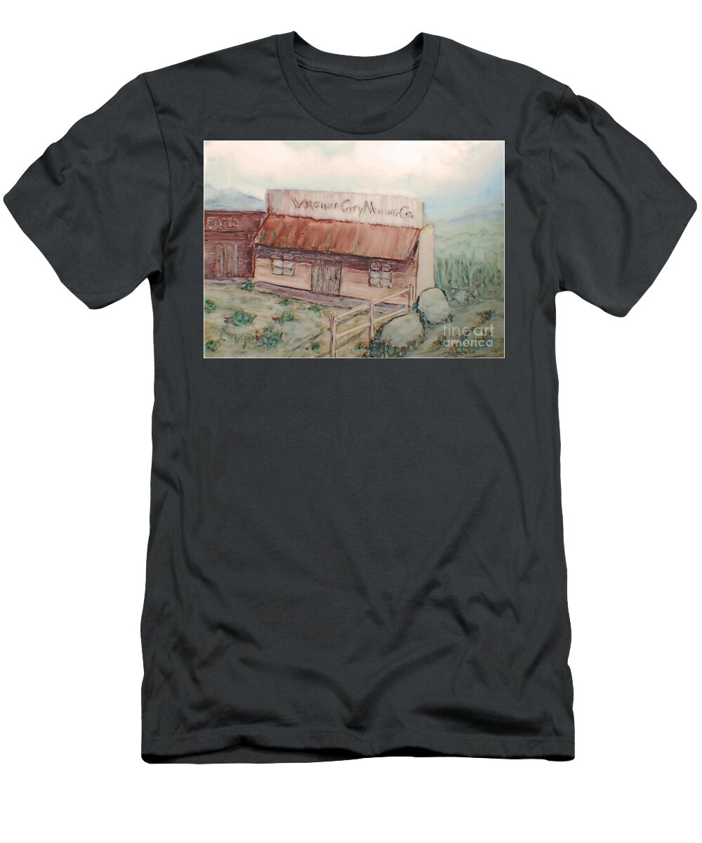 Usa T-Shirt featuring the painting Virginia City Mining Co. by Laurie Morgan