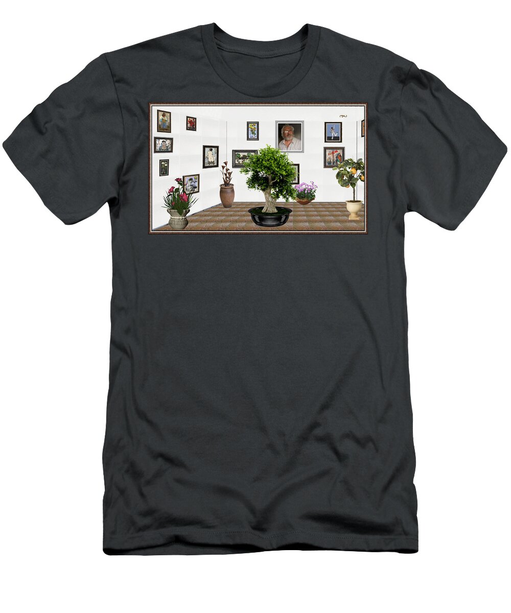 Modern Painting T-Shirt featuring the mixed media Virtual Exhibition - bonsai 13 by Pemaro