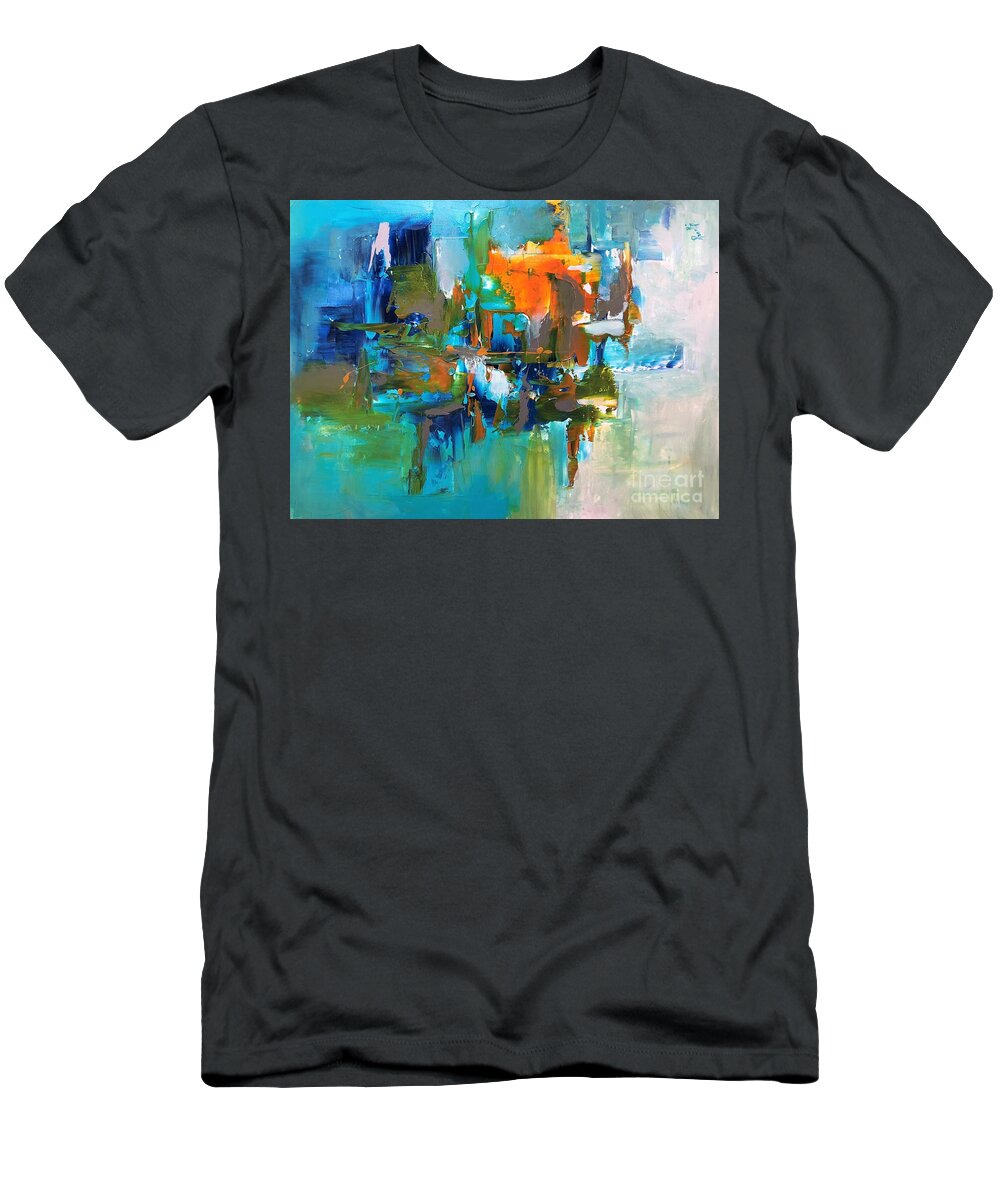Cobalt Blue T-Shirt featuring the painting Virtual by Preethi Mathialagan
