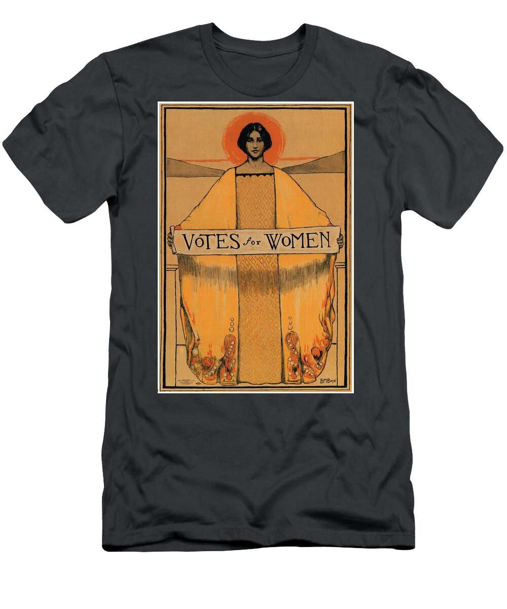 Votes For Women T-Shirt featuring the mixed media Votes for Women - Vintage Propaganda Poster by Studio Grafiikka