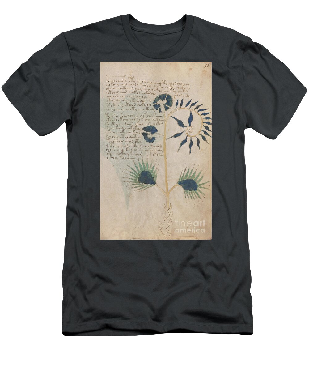 Plant T-Shirt featuring the drawing Voynich flora 12 by Rick Bures