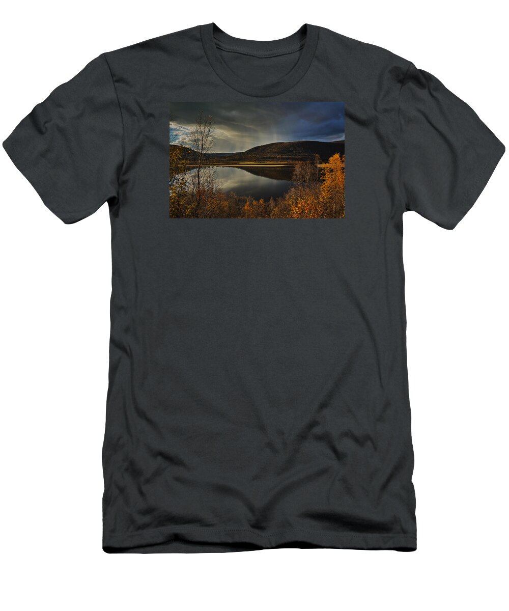 River T-Shirt featuring the photograph Waiting for Snow in the Deatnu Valley by Pekka Sammallahti