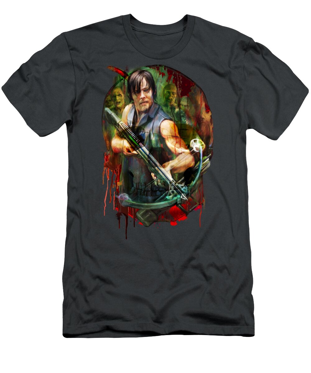 Wall Art T-Shirt featuring the painting Walking Dead Mask by Robert Corsetti