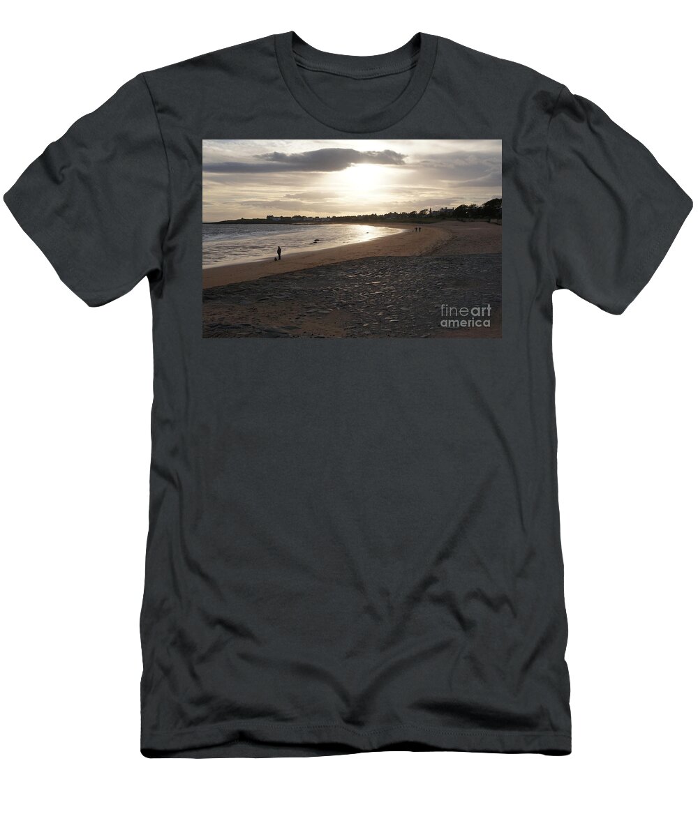 Elie And Earlsferry T-Shirt featuring the photograph Walking Toward the Sunset by Elena Perelman