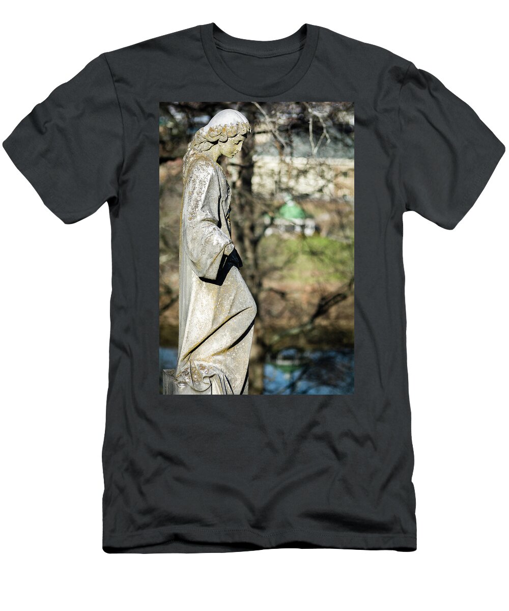 Cemetery T-Shirt featuring the photograph Wandering Lady of Myrtle Hill by James L Bartlett