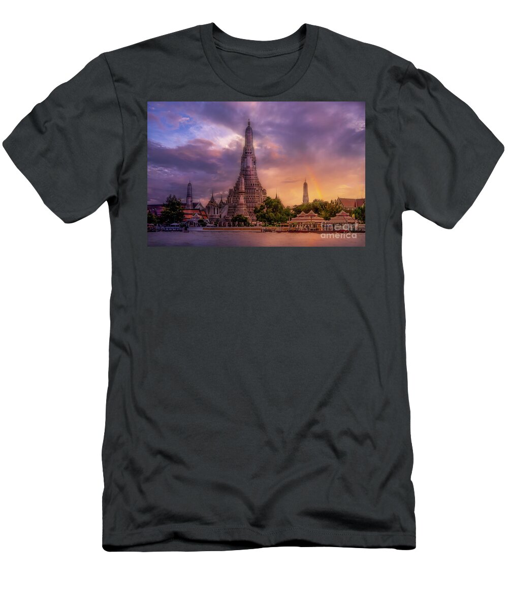 Chao Phraya River T-Shirt featuring the photograph Wat Arun in Bangkok, Thailand by Liesl Walsh