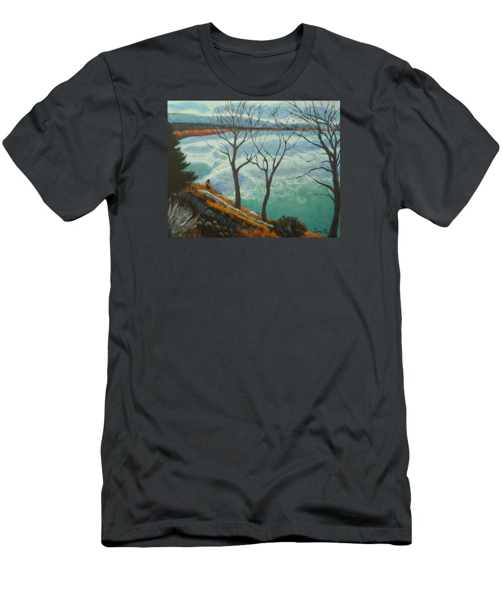 Oil On Panel T-Shirt featuring the painting Watching The Clouds Go By by Gina Grundemann