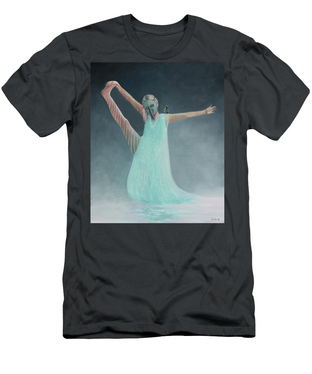 Girl T-Shirt featuring the painting Water Ballerina by Tone Aanderaa