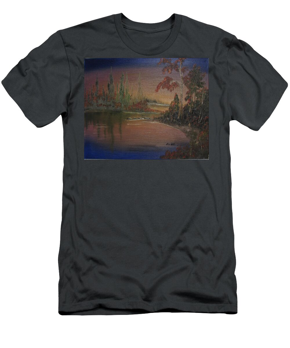 Water T-Shirt featuring the painting Water Scene 1 by David Bartsch