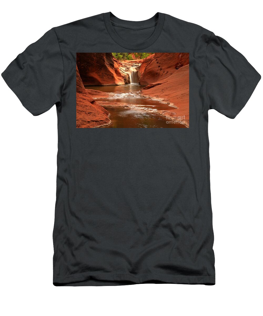 Red Cliffs T-Shirt featuring the photograph Waterfall At Red Cliffs by Adam Jewell
