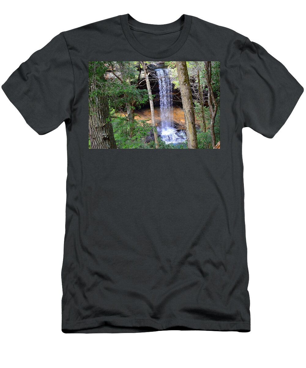 Northrup Falls T-Shirt featuring the mixed media The Northrup Waterfall  Tennessee by Stacie Siemsen