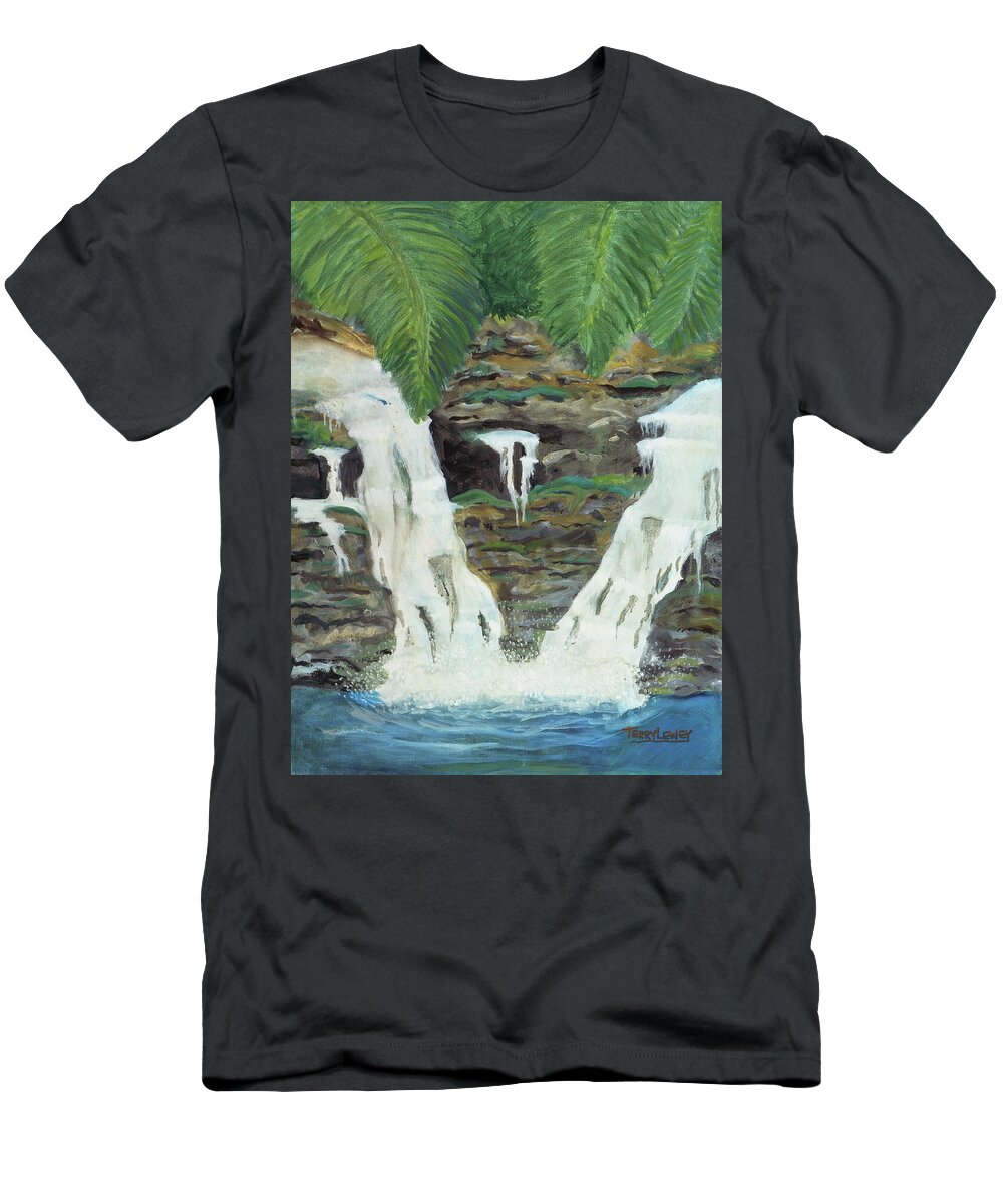 Water T-Shirt featuring the painting Waterfalls by Terry Lewey