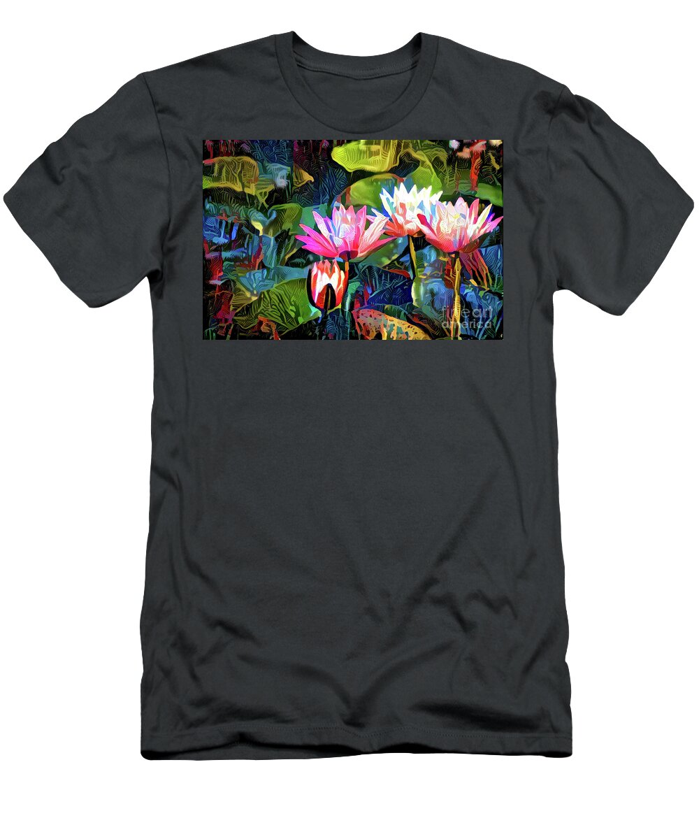 Aquatic Plant T-Shirt featuring the digital art Waterlilies 8 by Amy Cicconi