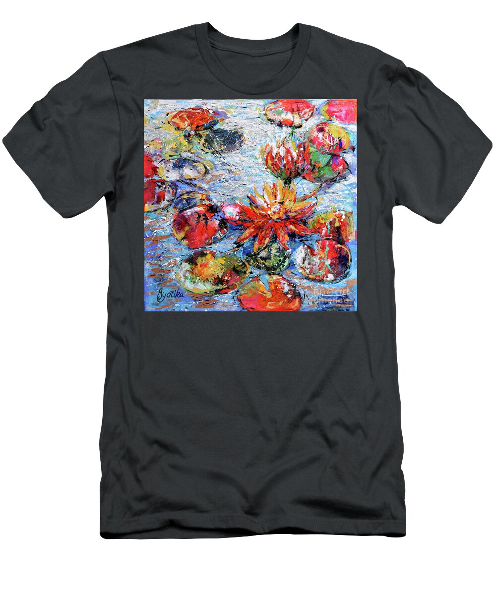  T-Shirt featuring the painting Waterlilly by Jyotika Shroff