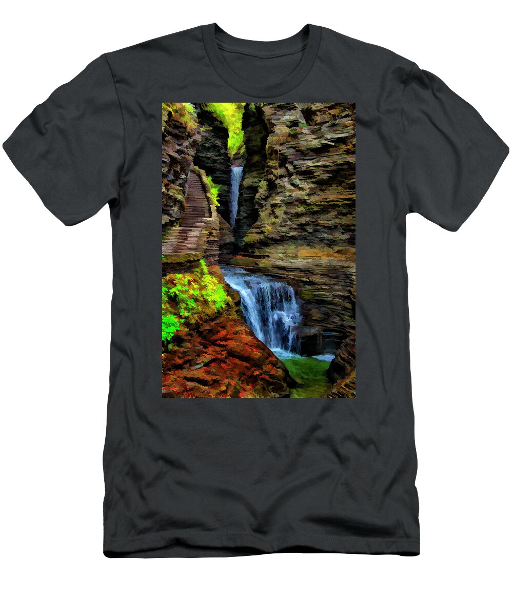 Watkins Glen T-Shirt featuring the photograph Watkins Glen Trail by Monroe Payne