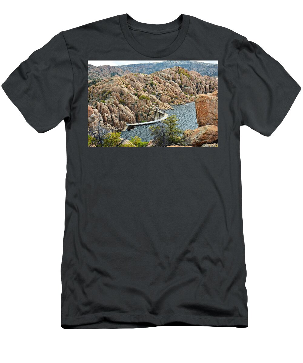 Photograph T-Shirt featuring the photograph Watson Lake Dam by Richard Gehlbach