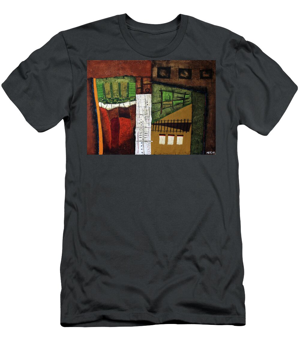 African T-Shirt featuring the painting Way Home by Michael Nene