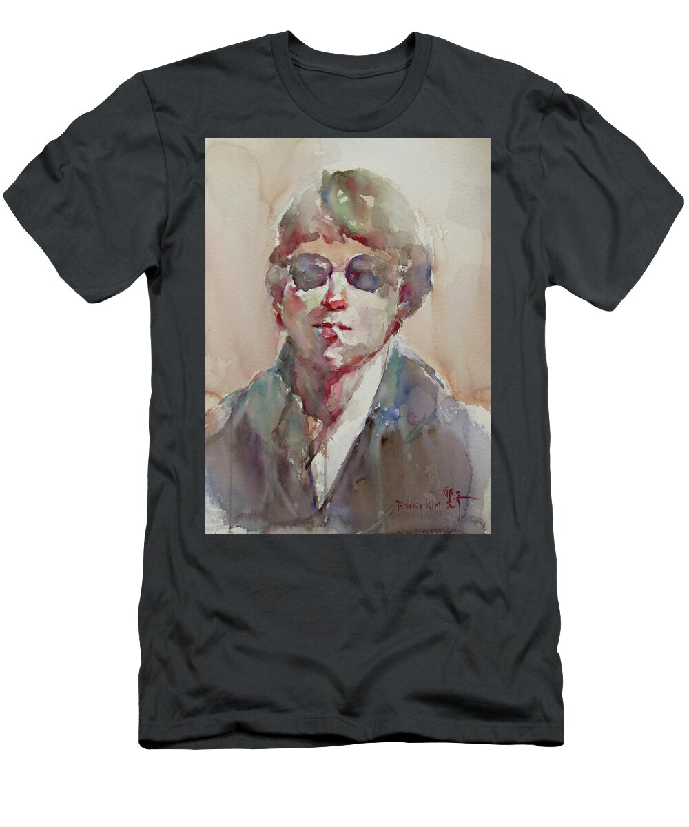 Watercolor T-Shirt featuring the painting WC Portrait 1630 My Brother Ryeong by Becky Kim