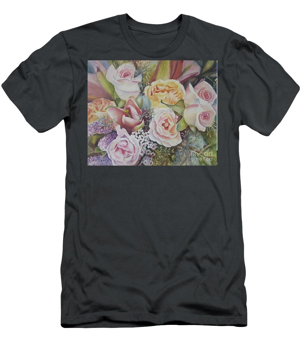  T-Shirt featuring the painting Wedding bouquet by Patricia Pushaw