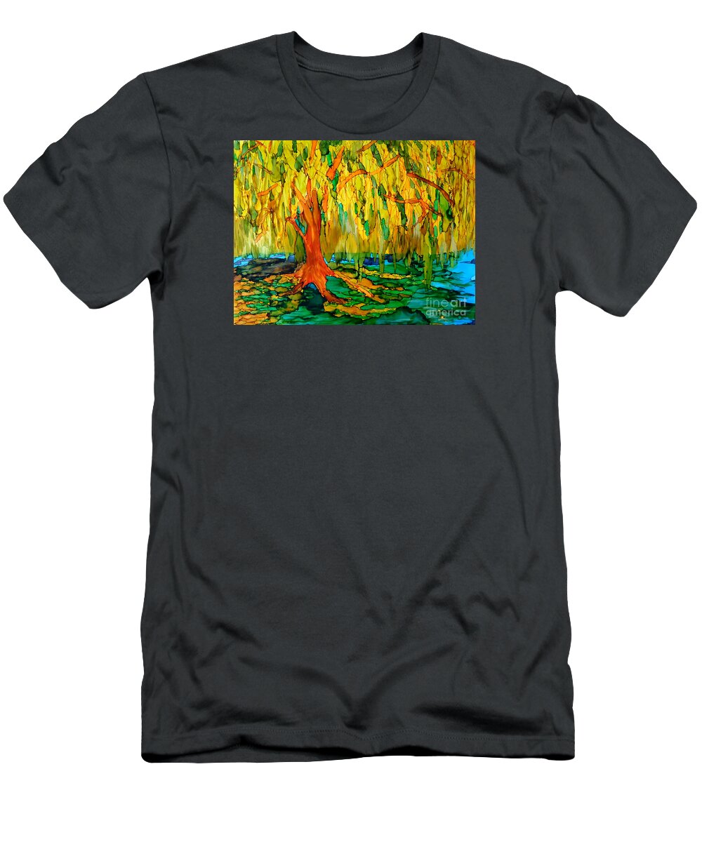 Weeping Willow T-Shirt featuring the painting Weeping Willow by Vicki Housel