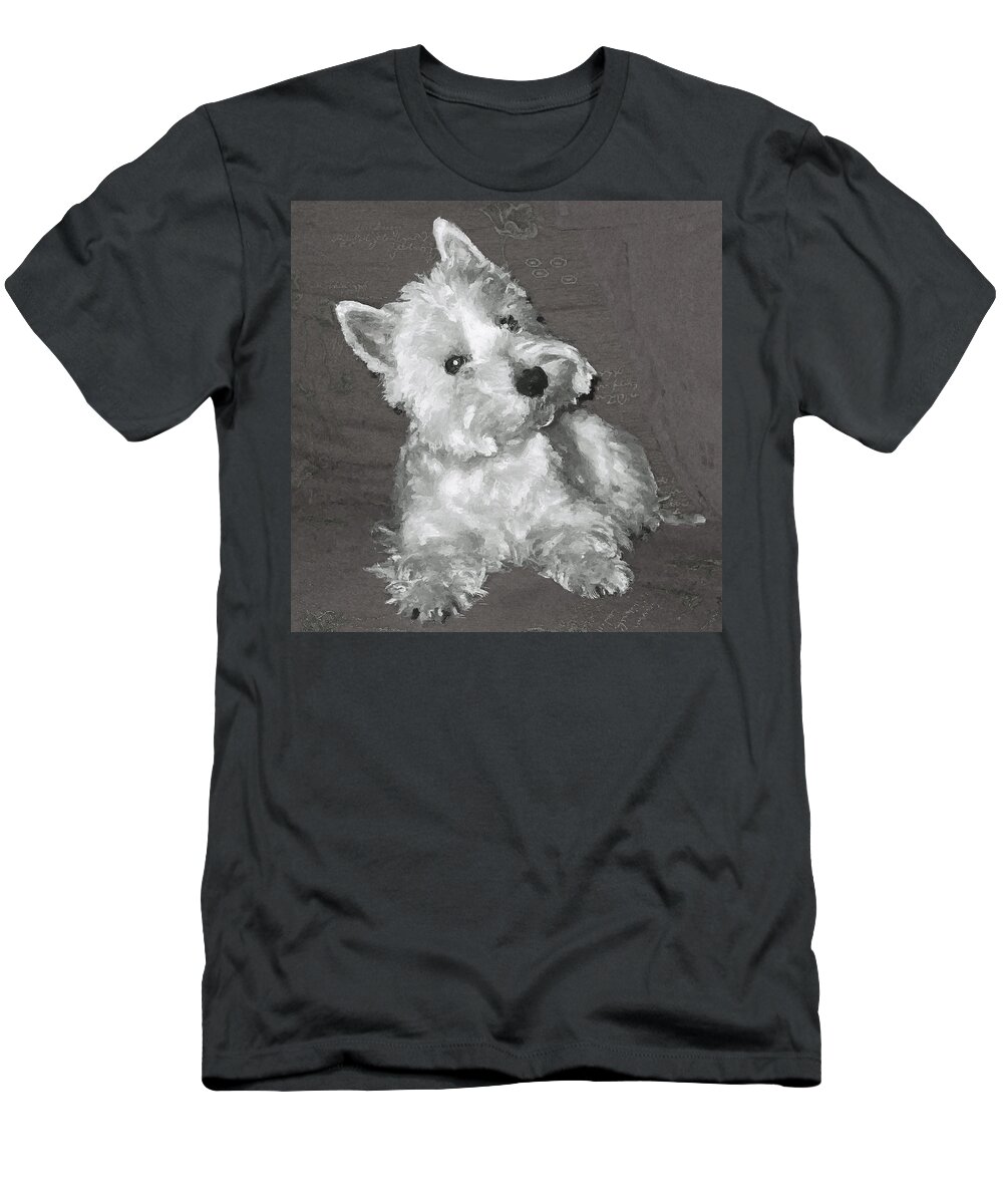 Westie T-Shirt featuring the digital art West Highland White Terrier by Charmaine Zoe