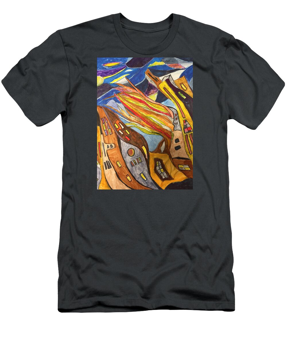 Impressionist T-Shirt featuring the drawing Westward Blow by Dennis Ellman