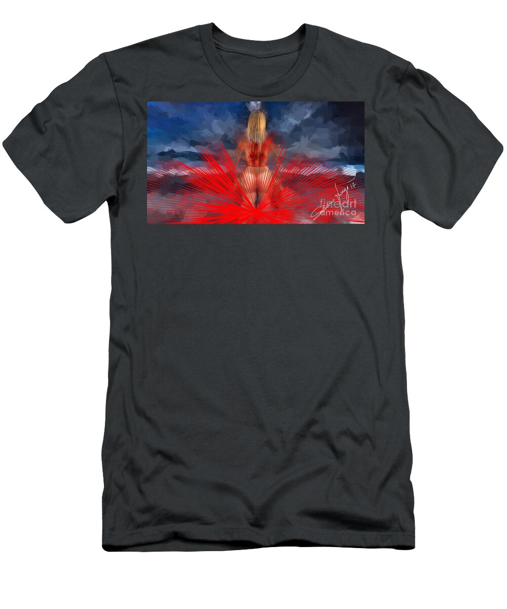 Digital Art T-Shirt featuring the digital art What if it was a birth of Venus on the contrary? by Silvano Franzi