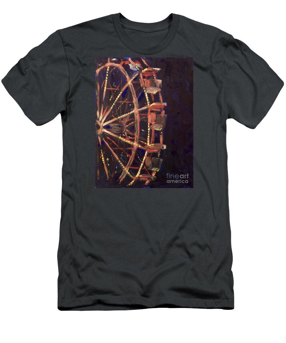 Ferris Wheel T-Shirt featuring the painting Wheel by Joseph A Langley