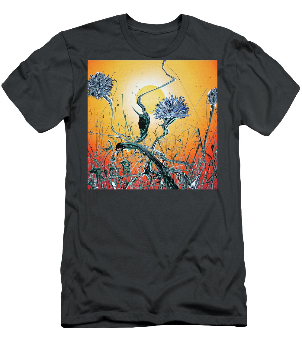 Flowers T-Shirt featuring the painting Where the Will Stills the Whispers by Ric Bascobert