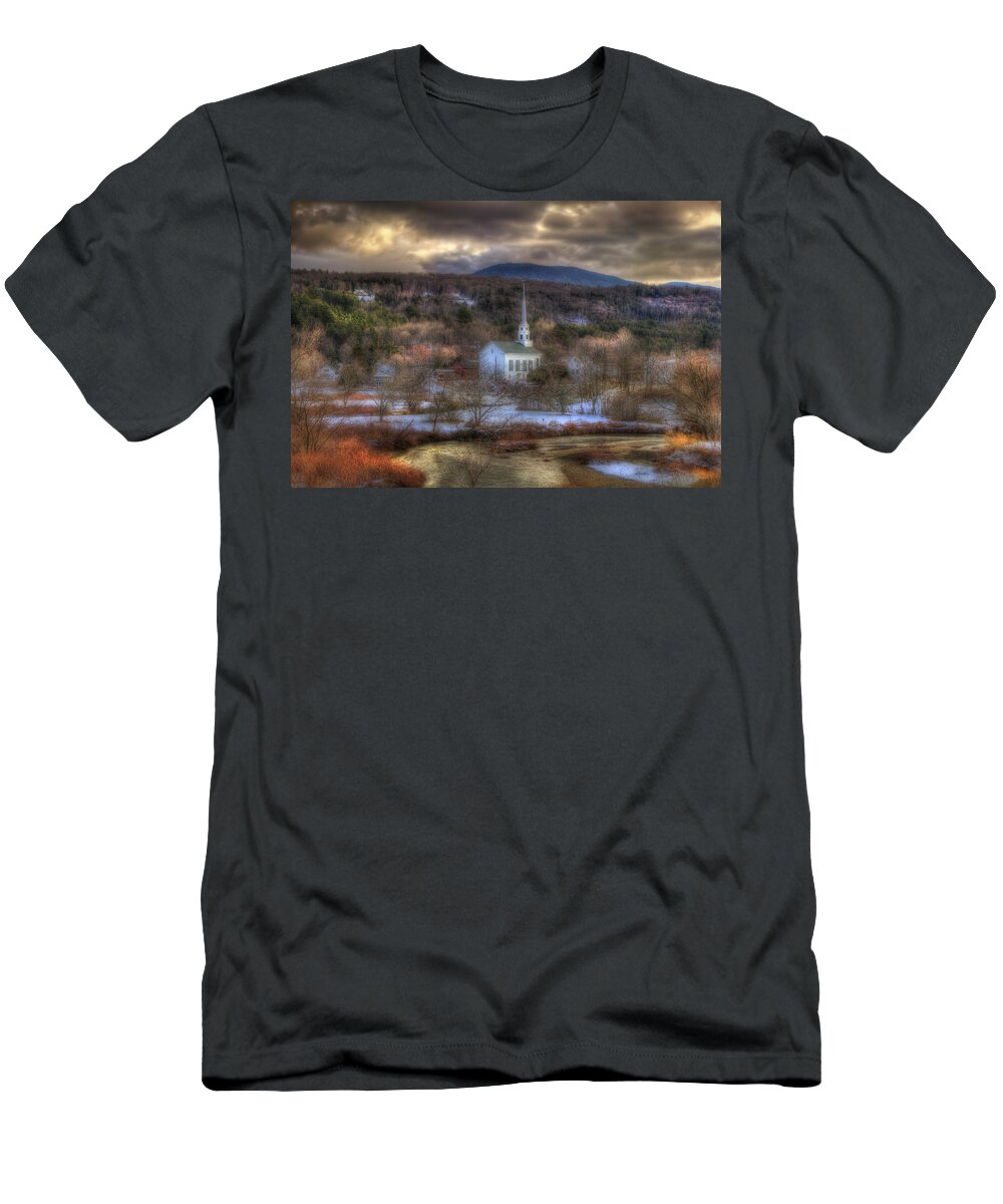 Stowe Vt T-Shirt featuring the photograph White Church in Vermont by Joann Vitali