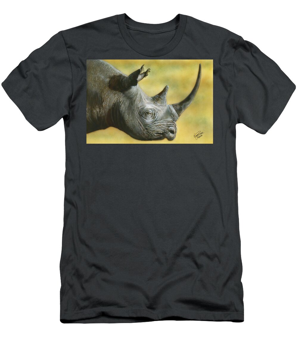  T-Shirt featuring the painting White Rhino by Wayne Pruse
