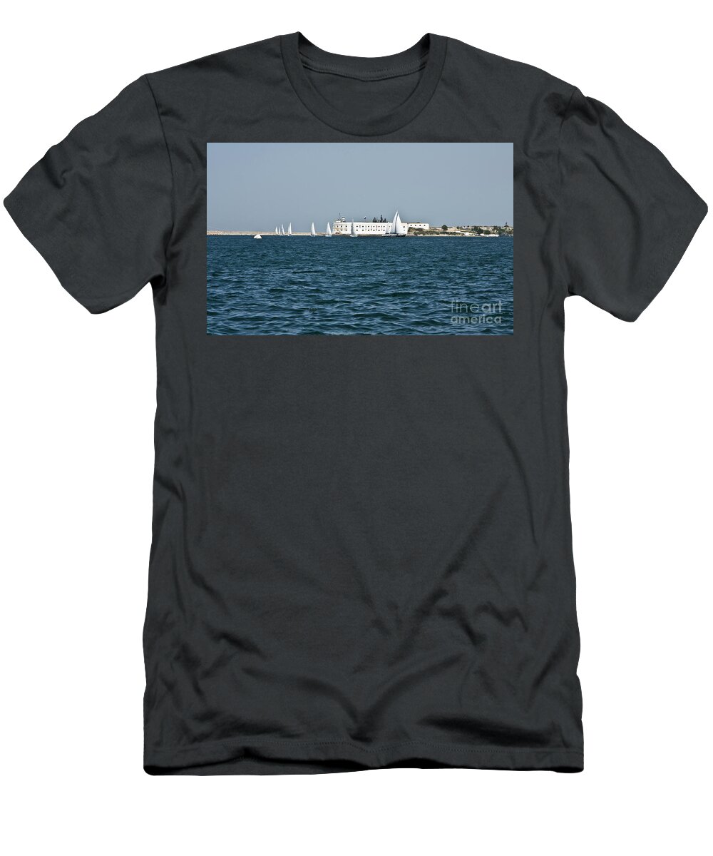 Black T-Shirt featuring the photograph White sails by Irina Afonskaya