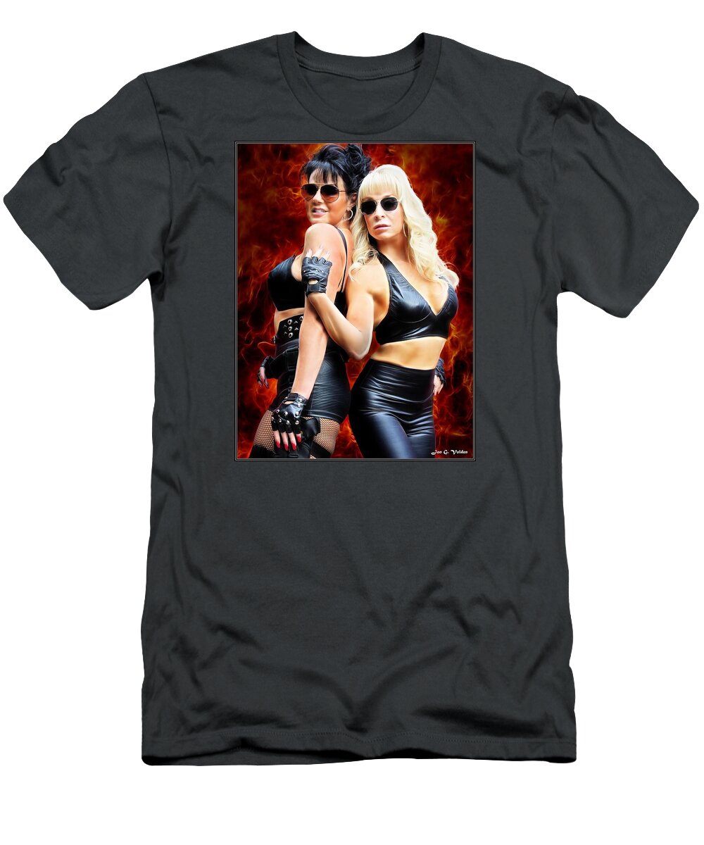 Fantasy T-Shirt featuring the painting Wicked Women by Jon Volden