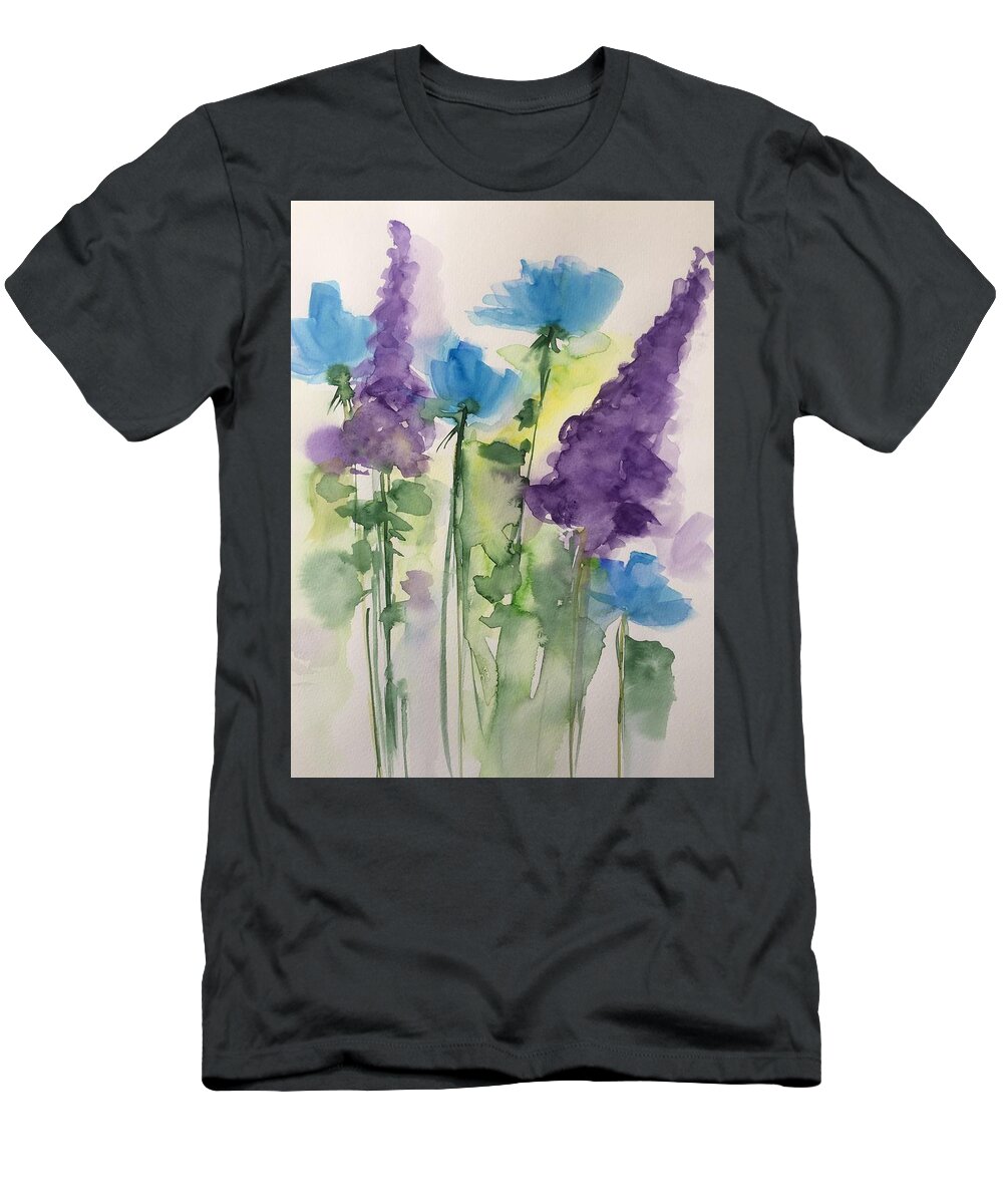 Flower T-Shirt featuring the painting wild Flowers Party by Britta Zehm