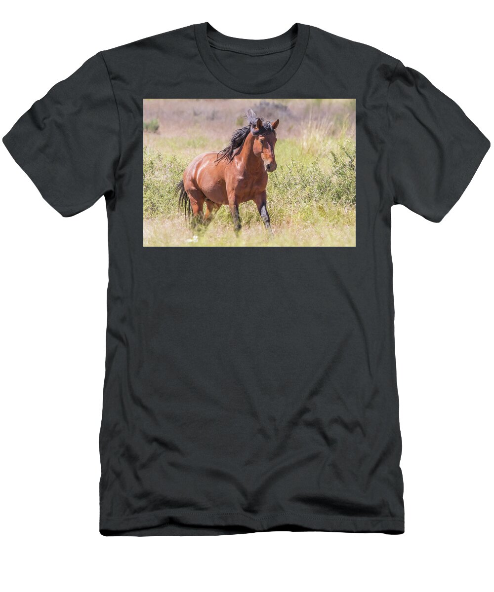 Nevada T-Shirt featuring the photograph Wild Horse Gallop by Marc Crumpler