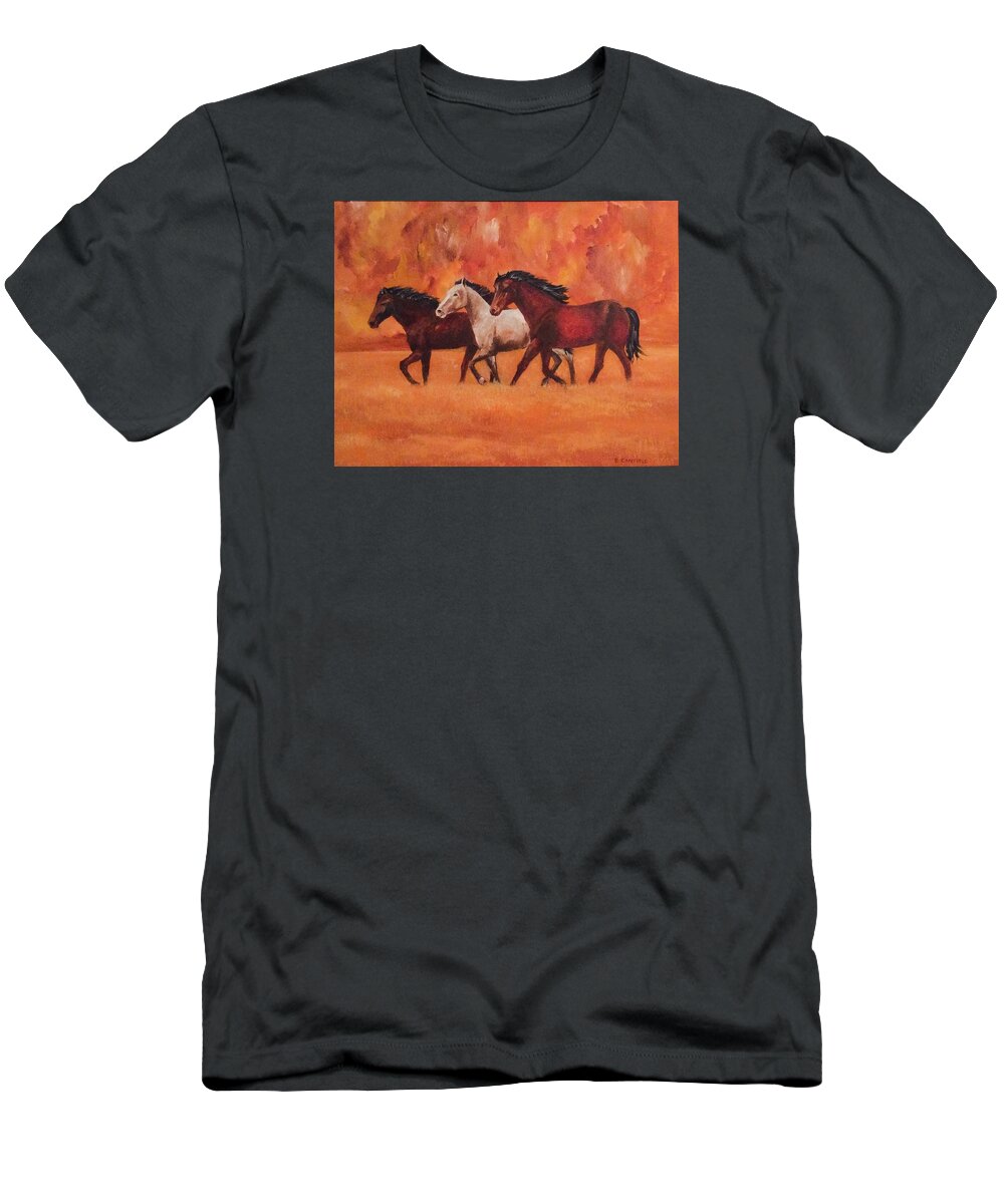 Horses T-Shirt featuring the painting Wild Horses by Ellen Canfield