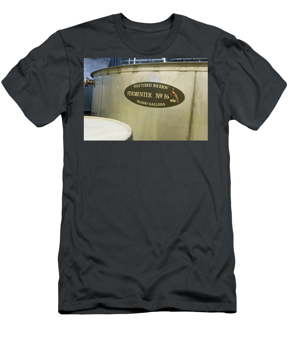American T-Shirt featuring the photograph Wild Turkey Bourbon fermentation tub by Karen Foley
