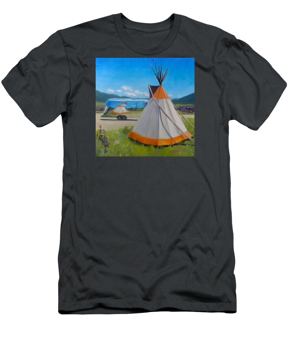 Airstream T-Shirt featuring the painting Wildflowers in Angel Fire by Elizabeth Jose