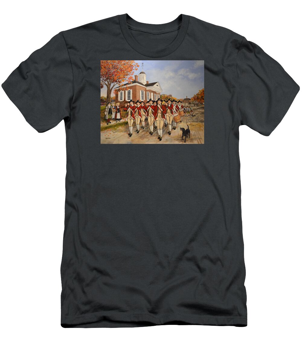 Ebb Pate T-Shirt featuring the painting Williamsburg Fife and Drum by Ebb Pate